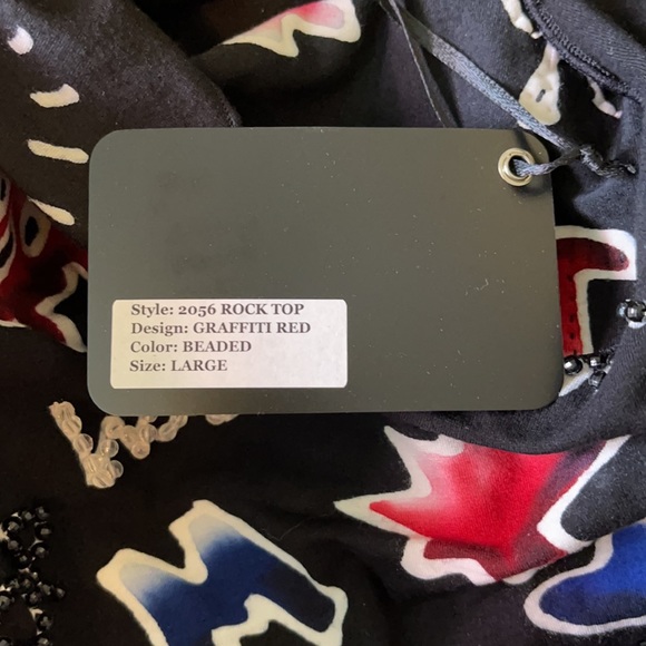 ROCK N’ KARMA NWT Scribble Stretchy Tshirt Dress Sequin and Bead Embellishment - Picture 9 of 9